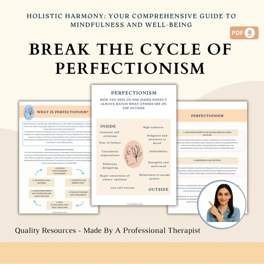Break the Cycle of Perfectionism Workbook – 10 Printable Therapy Worksheets for Self-Compassion, Realistic Goals & Emotional Healing