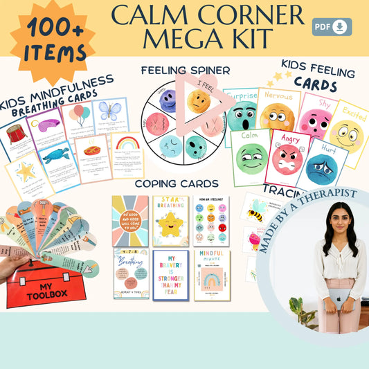 Calming Corner Kit Bundle for Kids – Printable Coping Skills, Self-Regulation Tools & Mindfulness Activities