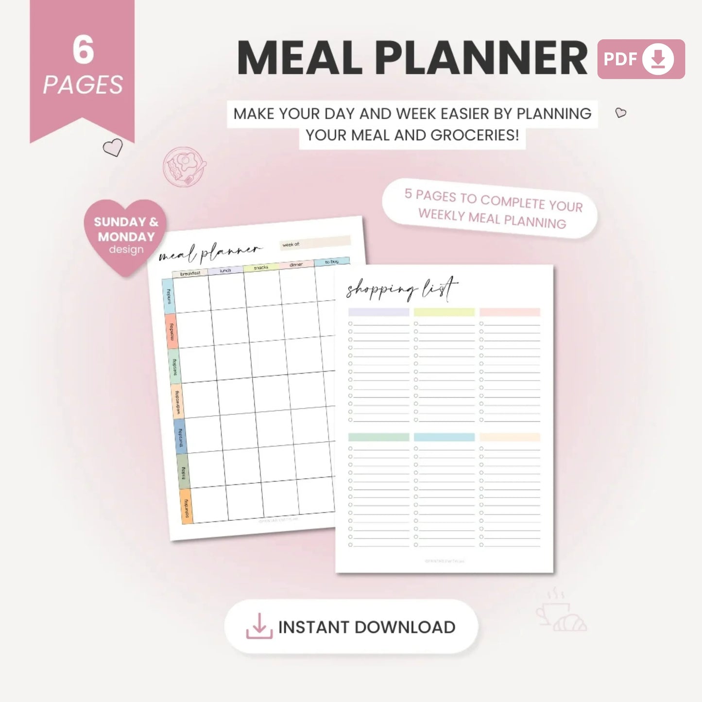 Meal Planner Printable – Organize, Track, and Stay Healthy 🍎✨