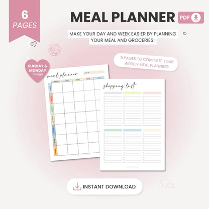 Meal Planner Printable – Organize, Track, and Stay Healthy 🍎✨