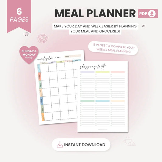 Meal Planner Printable – Organize, Track, and Stay Healthy 🍎✨