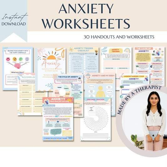 Anxiety Relief Workbook – 30 Printable Pages of Coping Skills, Emotional Awareness & Calming Exercises