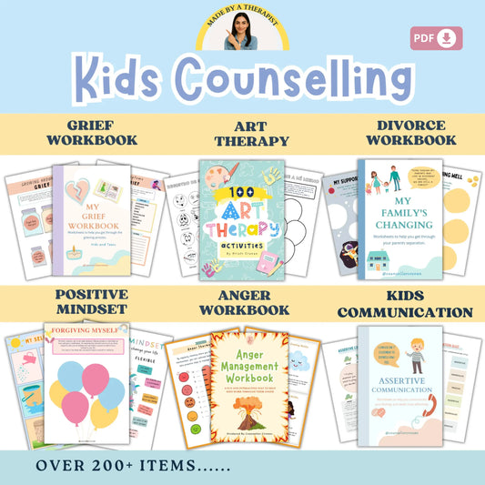 Kids Counseling Essentials Bundle – Printable Therapy Worksheets for Coping Skills, Emotional Expression & Self-Regulation