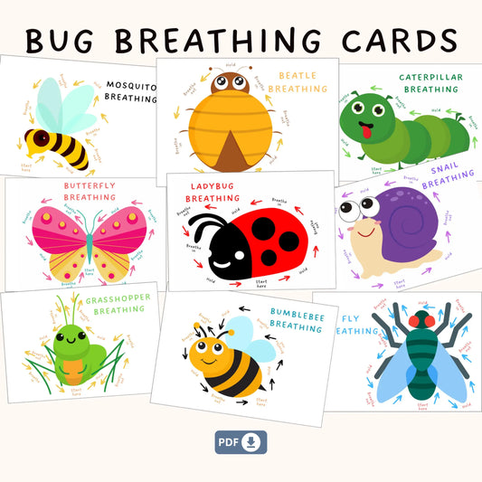 Bug Breathing Mindfulness Cards for Kids – Printable Calm-Down Tools & Breathing Exercises for Emotional Regulation