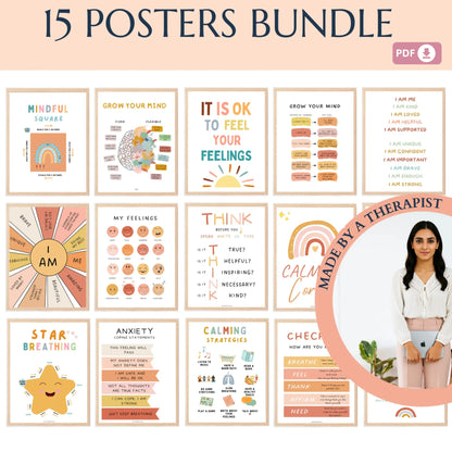 Social Emotional Regulation Posters – Set of 25 Printable Visual Tools for Emotion Identification & Self-Regulation