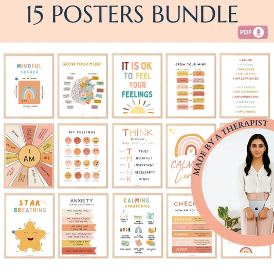 Social Emotional Regulation Posters – Set of 25 Printable Visual Tools for Emotion Identification & Self-Regulation