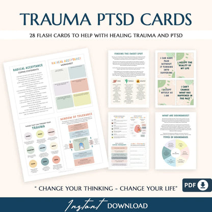 Healing Through Trauma: Therapy Bundle for Recovery – Anxiety Coping Tools, PTSD Worksheets & Safety Plan