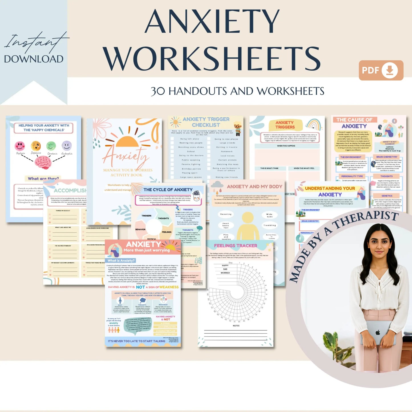 Therapy Worksheet Bundle – Psychology Resources for Emotional Growth