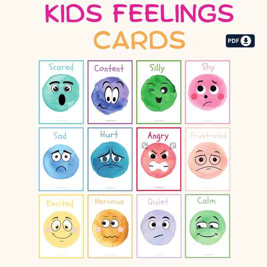 Kids Feeling Flashcards – Printable Emotional Regulation Cards for Teaching Emotions & Feelings