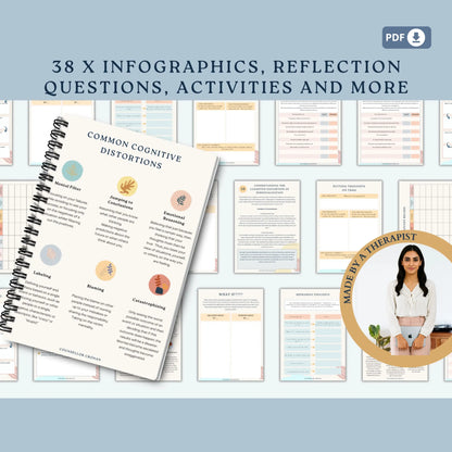 Cognitive Distortions Workbook – 38 Printable Pages to Identify, Challenge & Reframe Unhelpful Thinking Patterns