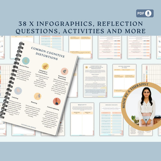 Cognitive Distortions Workbook – 38 Printable Pages to Identify, Challenge & Reframe Unhelpful Thinking Patterns