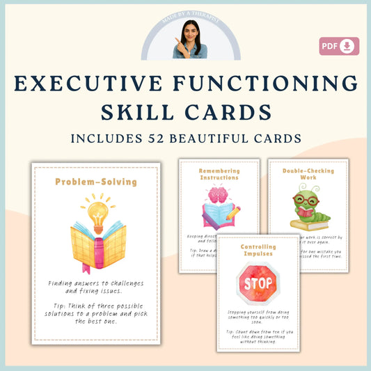 Executive Functioning Skill Cards – 52 Printable Cards for Cognitive Growth, Organization, Focus & Emotional Control