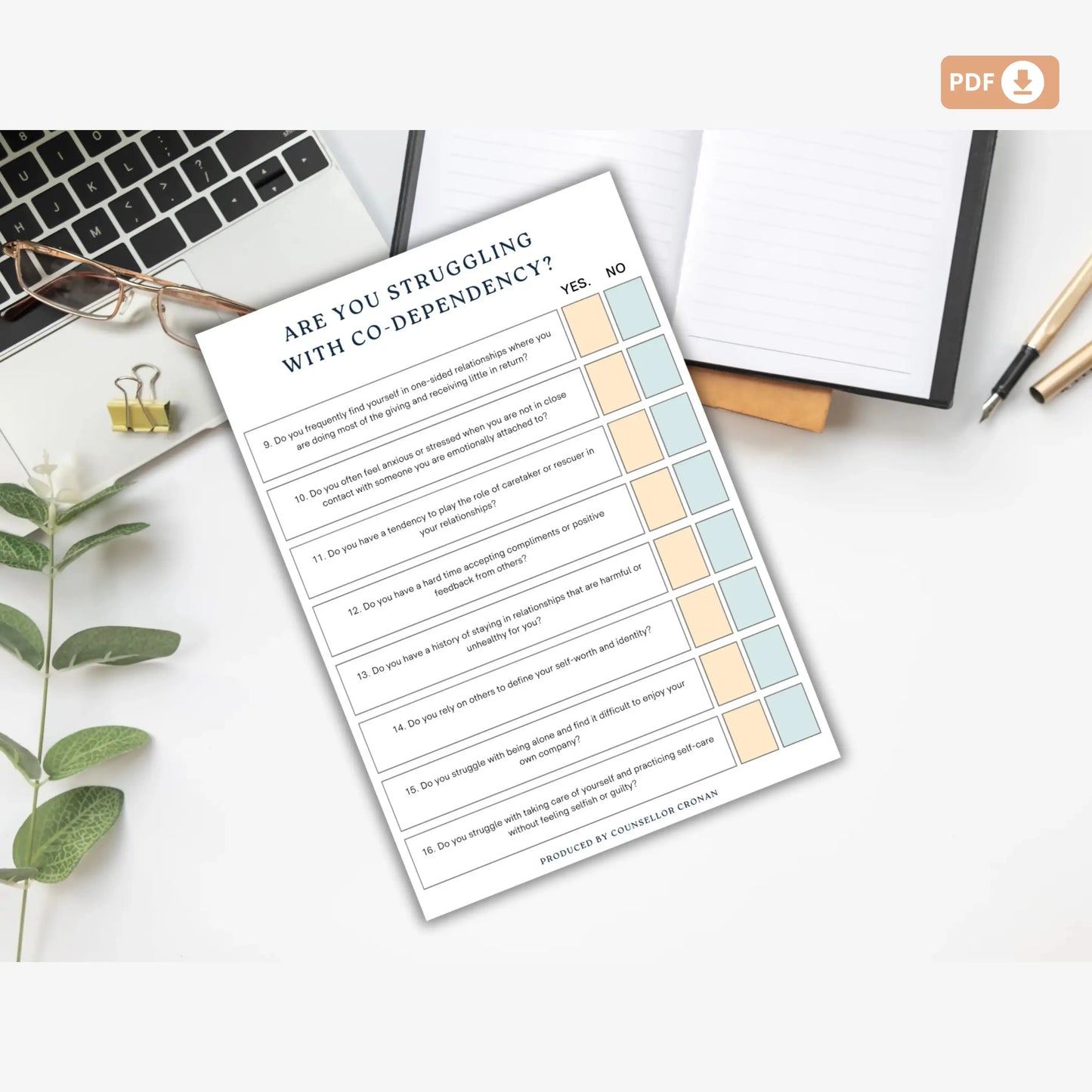 Breaking Free: Co-Dependency Workbook – 12 Printable Fillable Worksheets for Self-Reflection, Boundaries & Relationship Healing