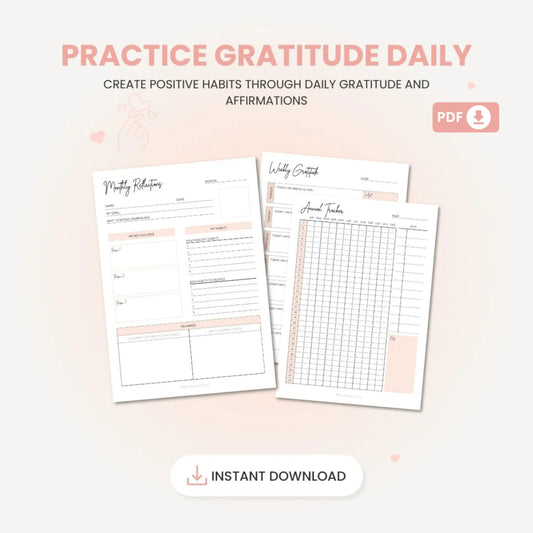 Gratitude Journal Printable Bundle – Manifest Wellness and Mindfulness 🌟✨