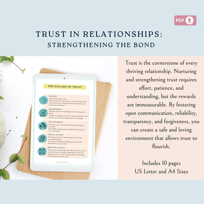 Pillars of Trust Workbook – Printable Couples Counseling & Relationship Therapy Guide to Rebuild and Strengthen Trust