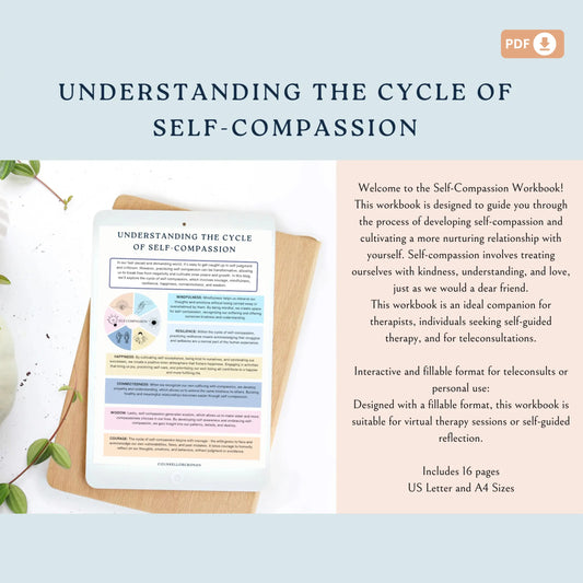 The Cycle of Self-Compassion Workbook | Build Self-Kindness & Inner Healing | Fillable PDF