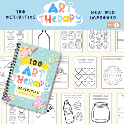 Art Therapy Worksheet Bundle for Kids – 100 Printable Social Emotional Learning & Mental Health Activities