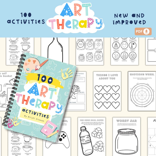 Art Therapy Worksheet Bundle for Kids – 100 Printable Social Emotional Learning & Mental Health Activities
