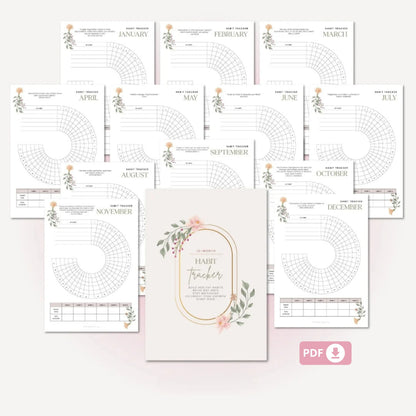 Circle Daily Habit Tracker – 12-Month Printable Tracker 🌈✨