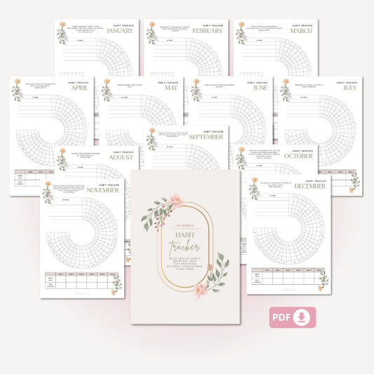 Circle Daily Habit Tracker – 12-Month Printable Tracker 🌈✨
