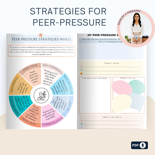 Peer Pressure Strategies Workbook – Printable Wheel, Infographic & Reflection Tools for Building Confidence & Handling Conflict