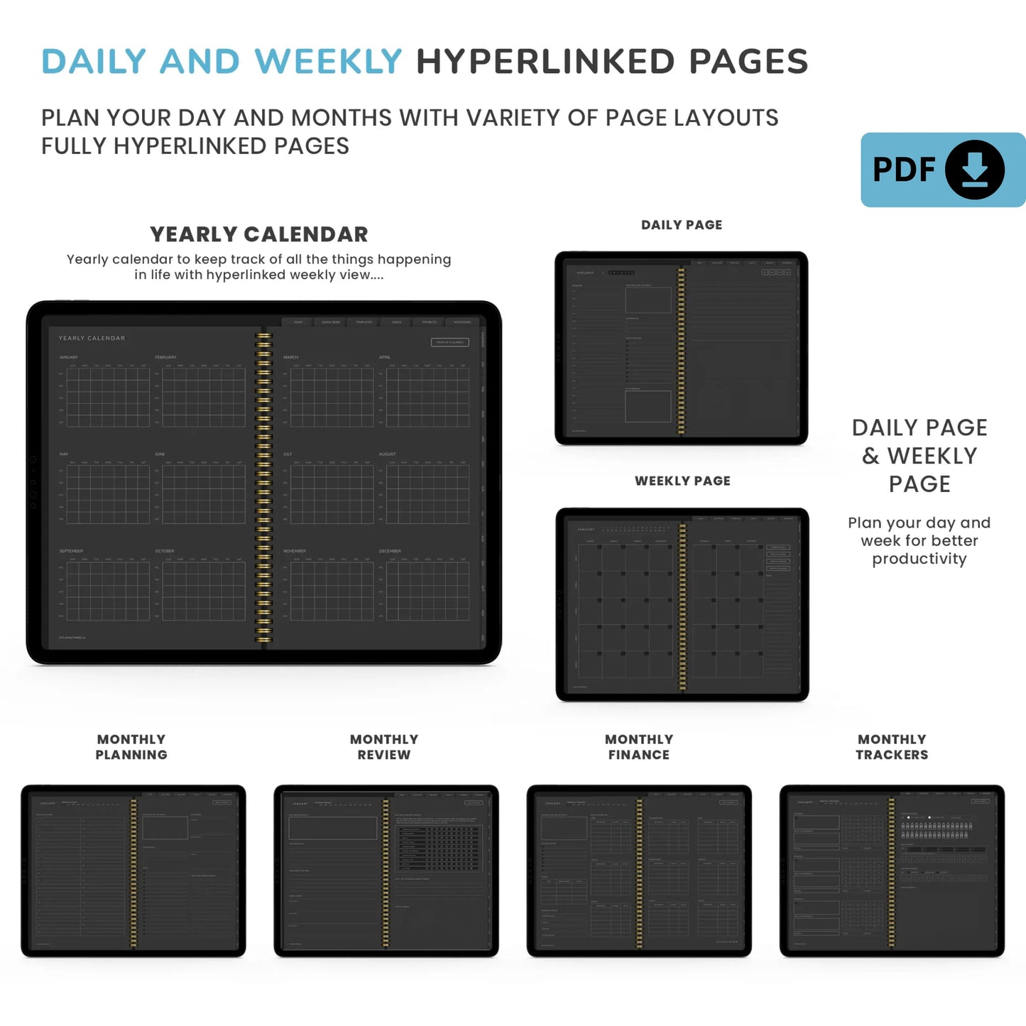 Dark Mode Digital Planner – Stay Organized with Style 🌙✨