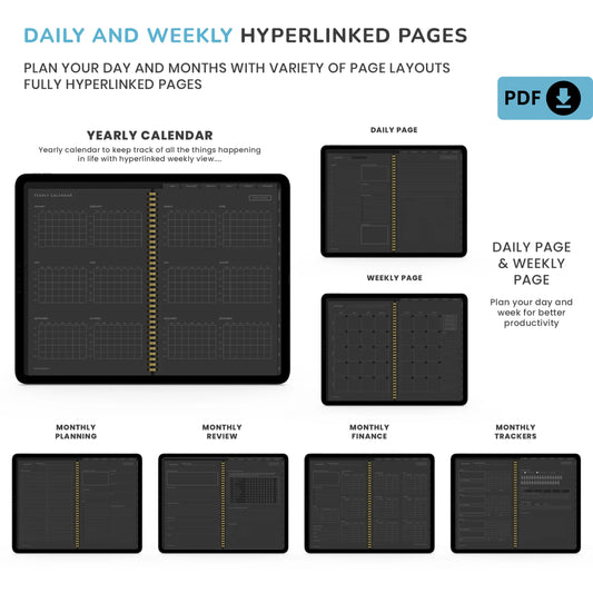 Dark Mode Digital Planner – Stay Organized with Style 🌙✨