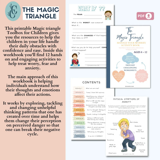 The Magic Triangle CBT Workbook for Kids | Thought-Challenging Activities | Anxiety & Worry Toolbox