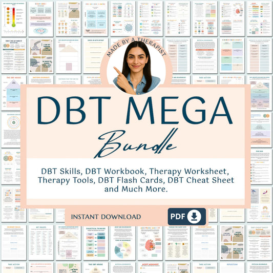 DBT Mega Bundle – Comprehensive Therapy Tools for DBT Skills, Worksheets, and Flashcards