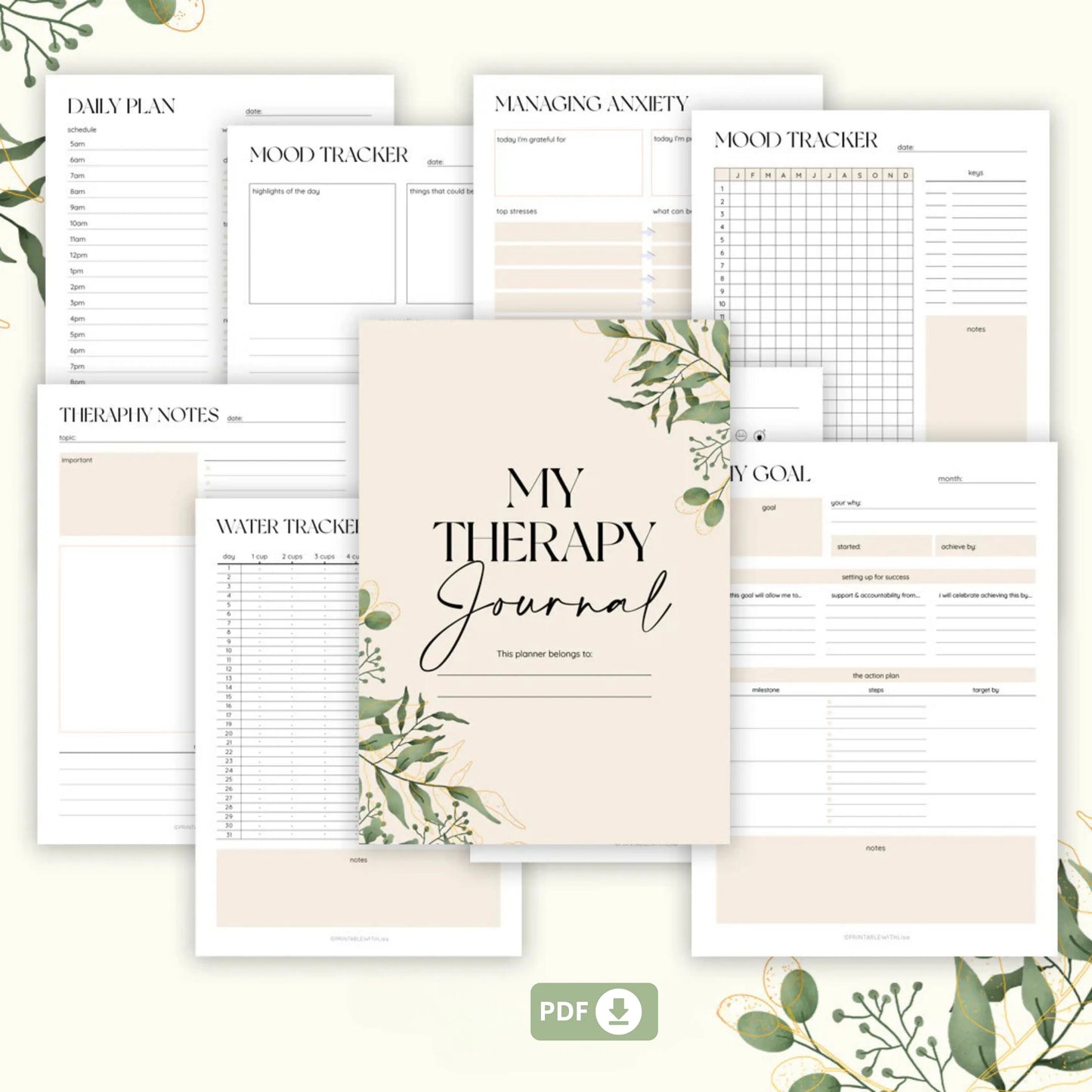 Mental Health Journal Bundle – Anxiety, Self-Care, and Therapy Tools 🌟✨