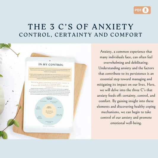 The 3 C’s of Anxiety – Certainty, Control & Comfort Worksheets | Mental Wellbeing Mini Bundle