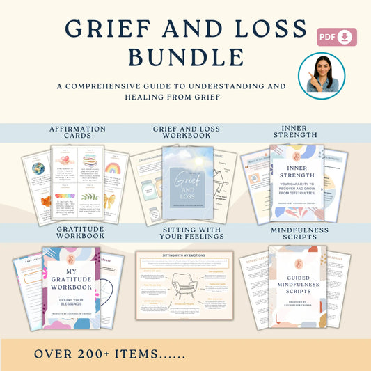 Grief and Loss Resource Bundle – Printable Healing Worksheets, Mindfulness Tools & Emotional Support Activities