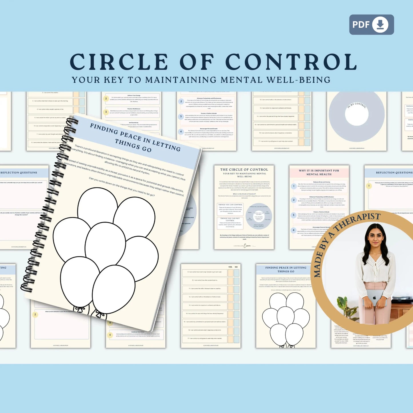 Circle of Control Workbook – 13 Printable Pages to Let Go, Reduce Stress & Build Emotional Resilience