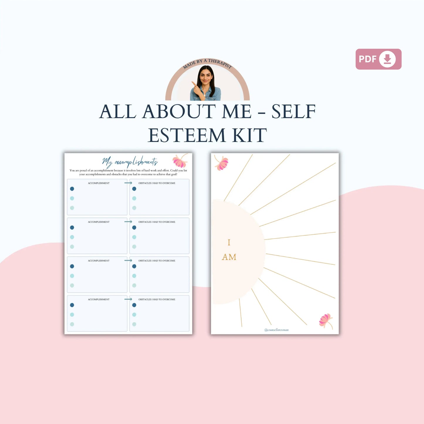 Self-Esteem Workbook – Printable All About Me, Values & Identity Worksheets for Teens & Adults