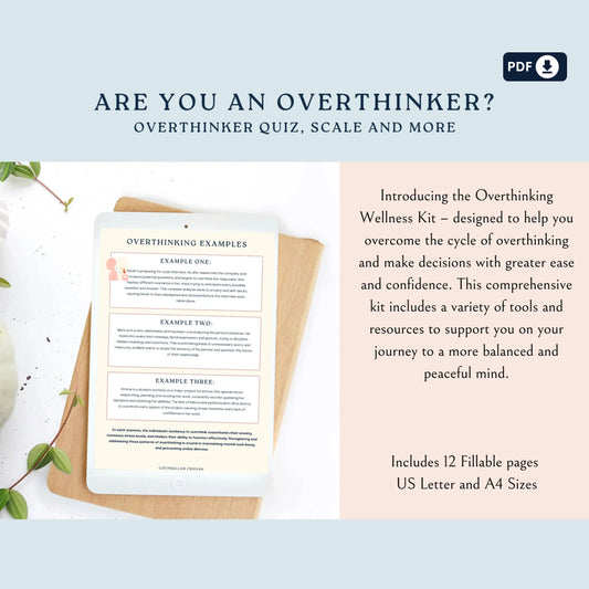 Overthinking Workbook – Printable Wellness Kit for Personal Growth, Mindfulness & Decision-Making Confidence