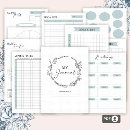 Bullet Journal Printable - Hand Drawn Style - 50+ Pages Bundle ✍️🎨