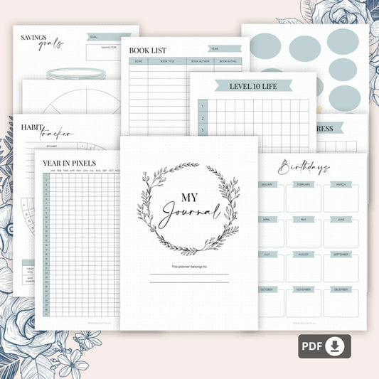 Bullet Journal Printable - Hand Drawn Style - 50+ Pages Bundle ✍️🎨