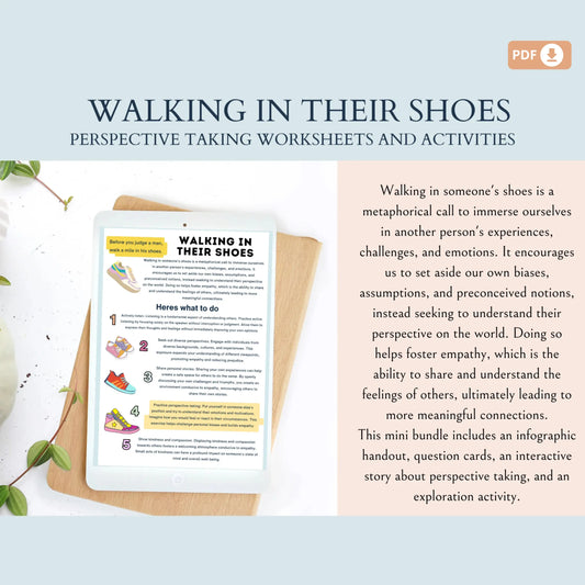Walking in Their Shoes – Perspective Taking & Empathy Worksheets for Kids Group Therapy