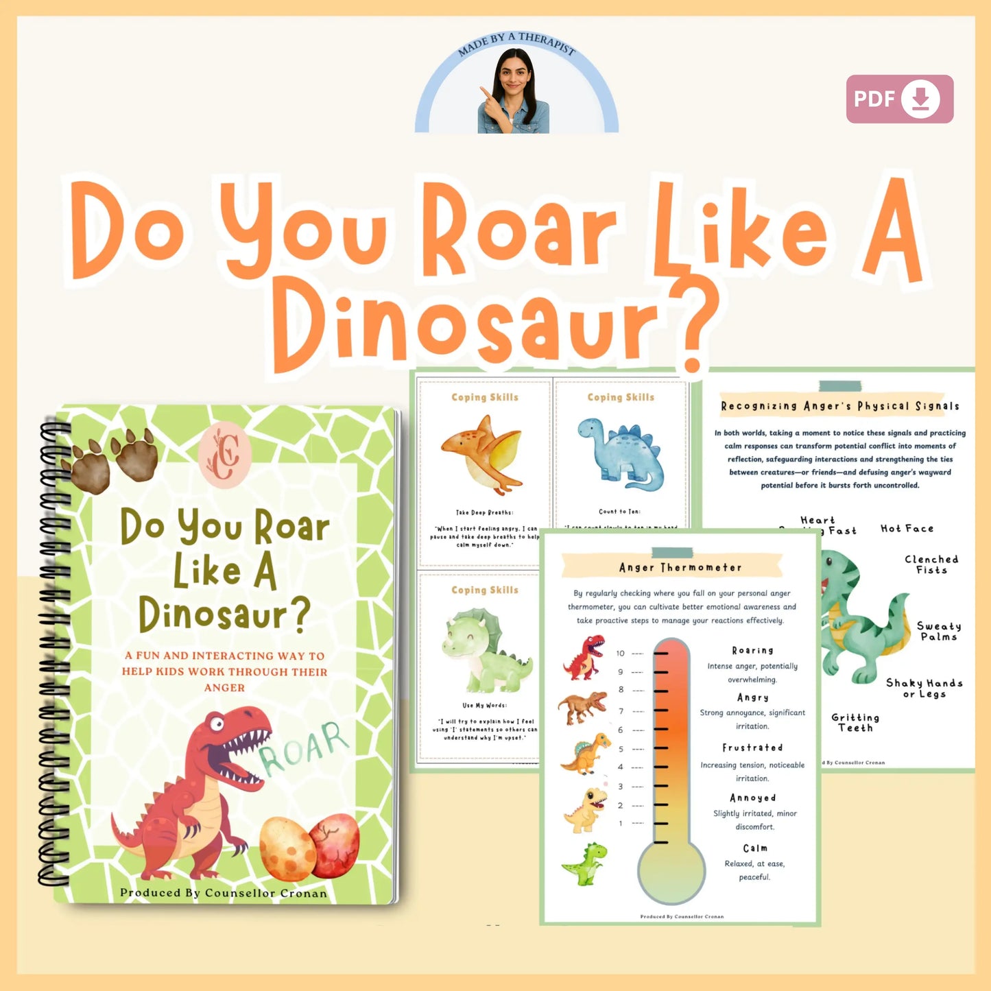 Kids Anger Workbook – Do You Roar Like a Dinosaur? Printable Emotional Regulation Activities for Ages 5–12