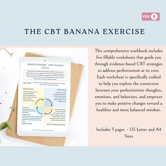 Perfectionism CBT Workbook – Printable Magic Triangle Worksheets for Thought Reframing, Emotional Balance & Healthy Goal Setting