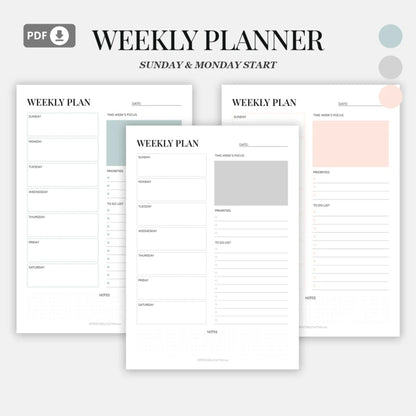Daily, Weekly, and Monthly Planner Printable Set – Stay Organized and Productive 🖊️✨