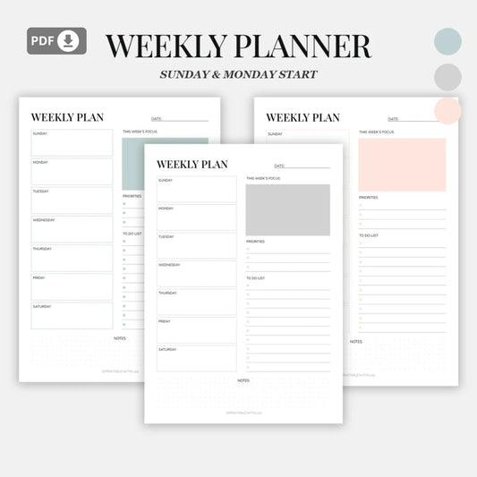 Daily, Weekly, and Monthly Planner Printable Set – Stay Organized and Productive 🖊️✨