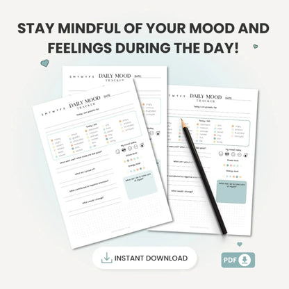 Daily Mood Tracker Printable – Self-Care and Mental Health Journal 🌟🖊️