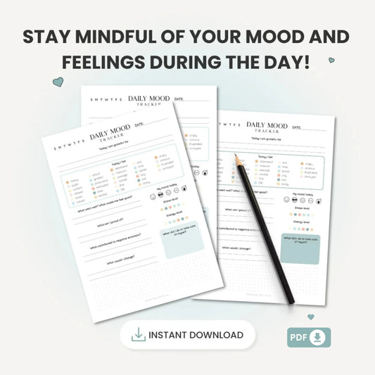 Daily Mood Tracker Printable – Self-Care and Mental Health Journal 🌟🖊️