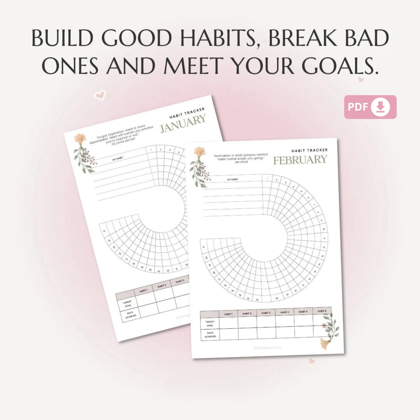 Circle Daily Habit Tracker – 12-Month Printable Tracker 🌈✨