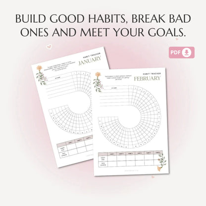 Circle Daily Habit Tracker – 12-Month Printable Tracker 🌈✨