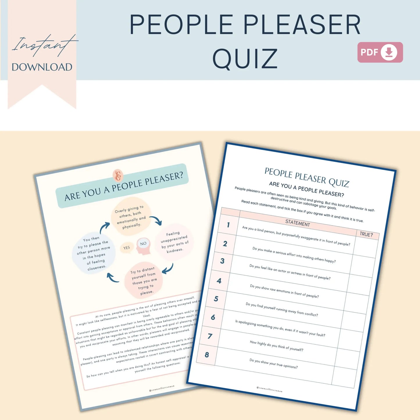 People Pleaser Quiz & Self-Discovery Workbook – Printable Tools to Understand People Pleasing, Perfectionism & Inner Child Triggers