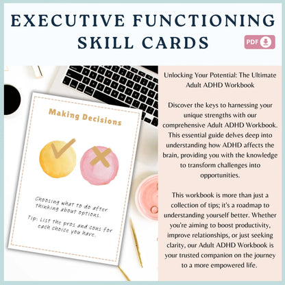 Executive Functioning Skill Cards – 52 Printable Cards for Cognitive Growth, Organization, Focus & Emotional Control