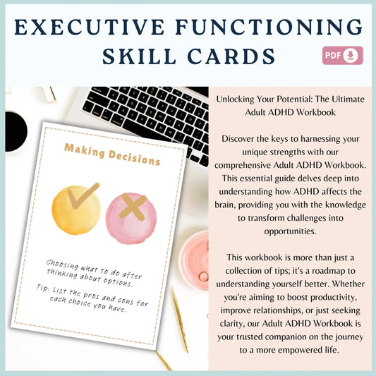 Executive Functioning Skill Cards – 52 Printable Cards for Cognitive Growth, Organization, Focus & Emotional Control