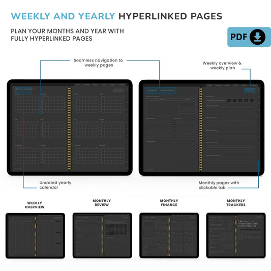 Dark Mode Digital Planner – Stay Organized with Style 🌙✨